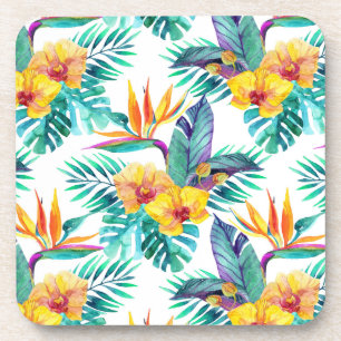Bird Of Paradise & Orchid Pattern Coaster