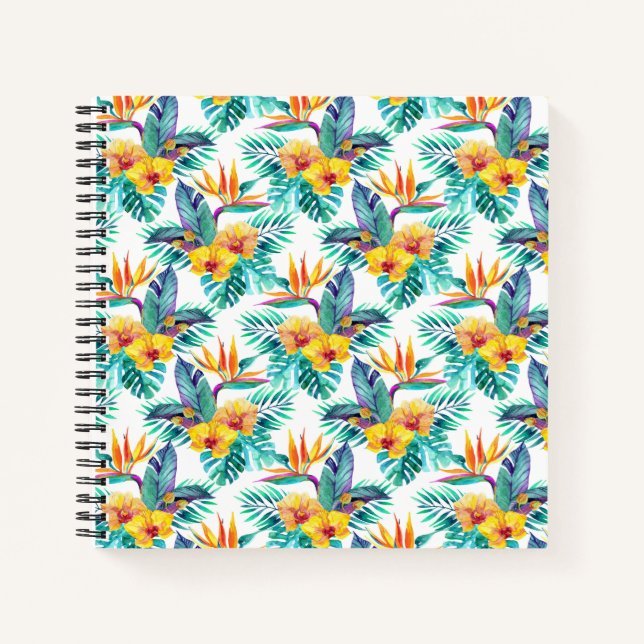 Bird Of Paradise & Orchid Pattern Notebook (Front)
