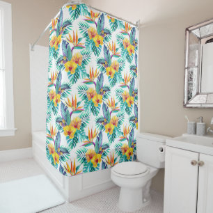 Bird Of Paradise & Orchid Pattern Shower Curtain