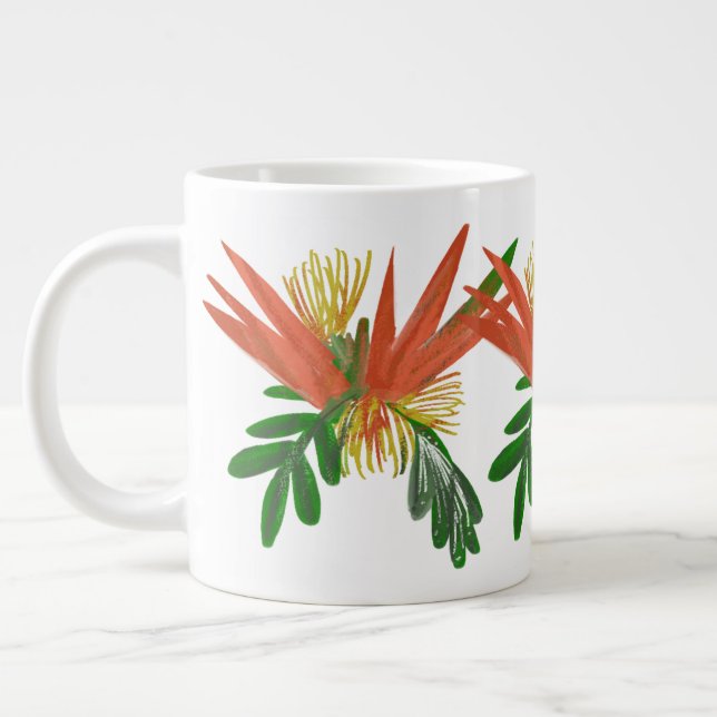 Bird of Paradise Plant Art Greenery Large Coffee Mug (Left)