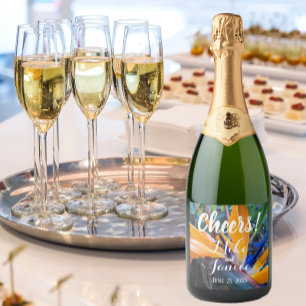 Bird of Paradise Plant Floral Wedding Sparkling Wine Label