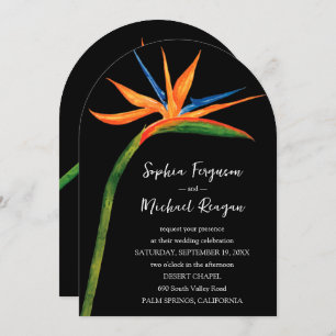Bird of Paradise QR Code All In One Wedding Invitation