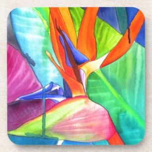 Bird of Paradise Strelitzia flower tropical art Coaster