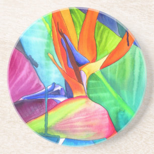 Bird of Paradise Strelitzia flower tropical art Coaster