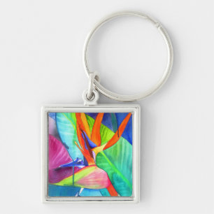 Bird of Paradise Strelitzia flower tropical art Key Ring