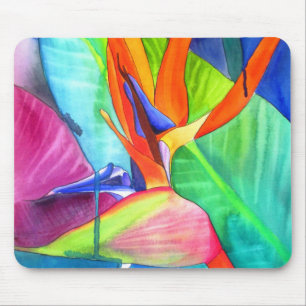 Bird of Paradise Strelitzia flower tropical art Mouse Mat