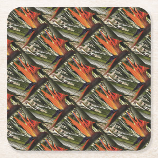 Bird of Paradise Strelitzia Reginae Acrylic Painti Square Paper Coaster