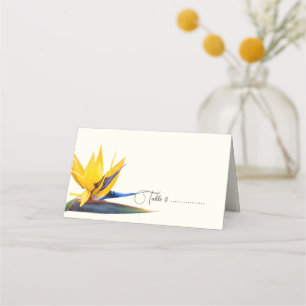 Bird-of-paradise Tented Escort or Place Card Ecru