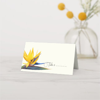 Bird-of-paradise Tented Escort or Place Card Ecru