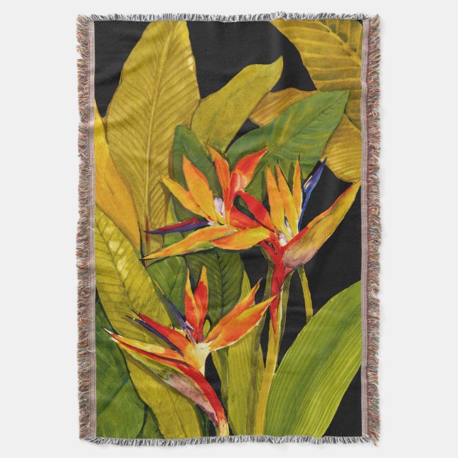 Bird of Paradise Throw Blanket (Front Vertical)