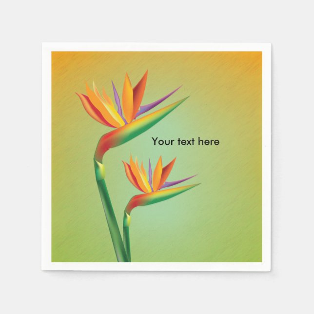 Bird of Paradise Tropical Floral Wedding Napkins (Front)