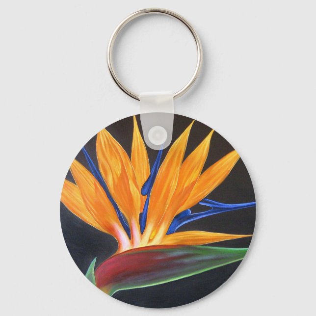 Bird Of Paradise Tropical Flower Painting - Multi Key Ring (Front)