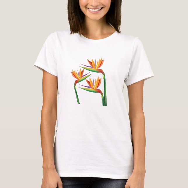 Bird of Paradise Tropical Flowers Custom T-Shirt (Front)