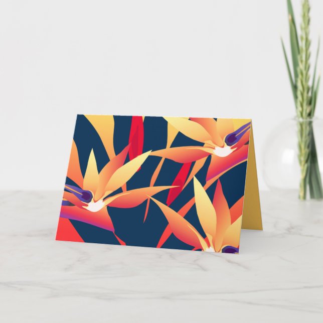 Bird-of-Paradise Tropical Sunset Greeting Card (Front)