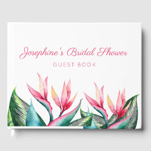 Bird of Paradise Tropical Watercolor Bridal Shower Guest Book