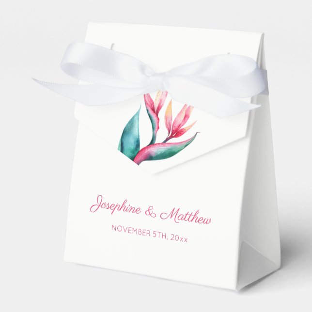 Bird of Paradise Tropical Wedding Favour Box (Front Side)