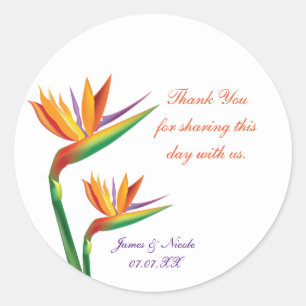Bird of Paradise Tropical Wedding Favour Stickers