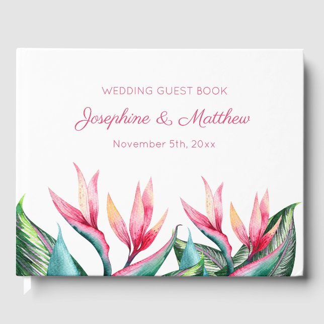 Bird of Paradise Tropical Wedding Guest Book (Front)
