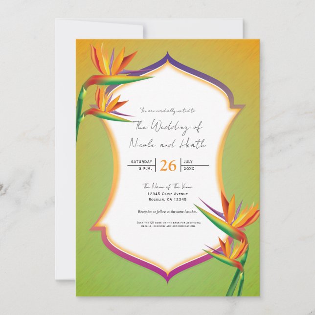 Bird of Paradise Tropical Wedding Invitations (Front)