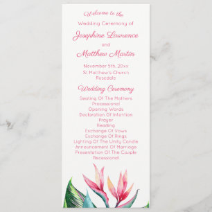 Bird of Paradise Tropical Wedding Programs Programme