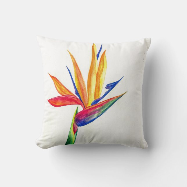 Bird of Paradise water colour drawing Cushion (Front)