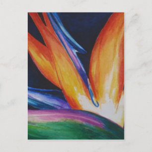 Bird of Paradise Watercolor Art Postcard