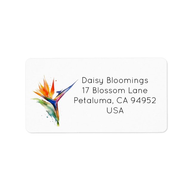 Bird of Paradise Watercolor, custom Label (Front)