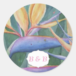 BIRD OF PARADISE WATERCOLOR FLOWER STICKERS