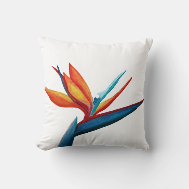 Bird of Paradise Watercolor Pillow (Front)