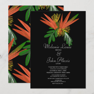 Bird of Paradise Watercolor Tropic Ink Wedding Invitation