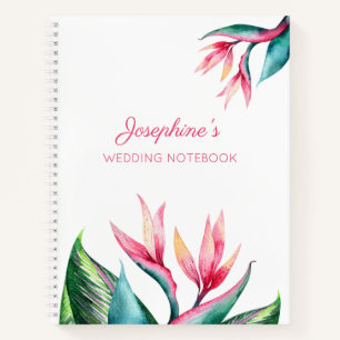 Bird of Paradise Watercolor Wedding Notebook
