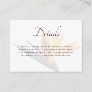 Bird of Paradise Wedding Details Enclosure Cards