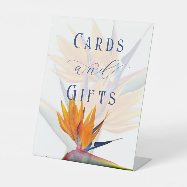 Bird of Paradise Wedding Table Pedastal Sign (Front)