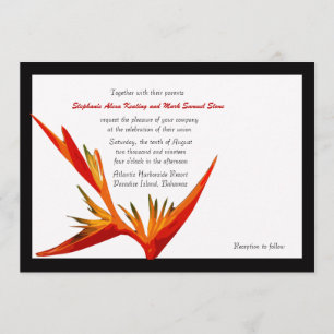 Bird of Paradise White/Black Frame Invitation
