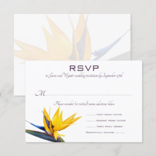 Bird of Paradise White Wedding Menu Reply Cards