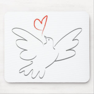 Bird of Peace and Heart Mouse Mat