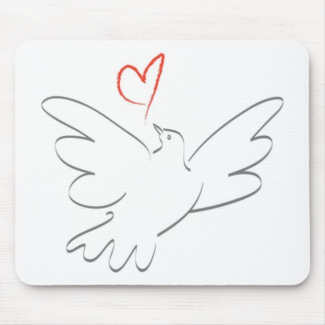 Bird of Peace and Heart Mouse Mat (Front)