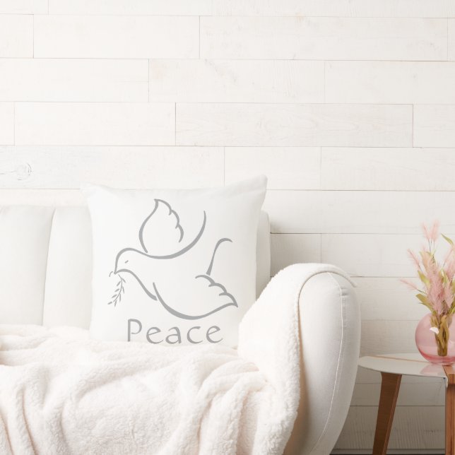 Bird of Peace Modern Dove White Grey Chic Holiday Cushion (Couch)
