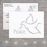 Bird of Peace Modern Minimalist Dove 1 Photo White Holiday Postcard<br><div class="desc">Wish family and friends a simple gift of peace for the holidays with an elegant dove one photo postcard. All wording on this template (including "Peace" on front) is simple to customise, making it suitable for Christmas, New Years, Hanukkah and Rosh Hashanah. The modern minimalist white and grey design features...</div>