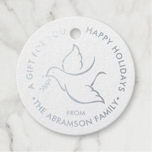 Bird of Peace Modern Minimalist Dove White Holiday Favour Tags