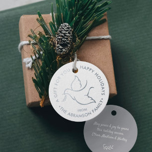 Bird of Peace Modern Minimalist Dove White Holiday Favour Tags