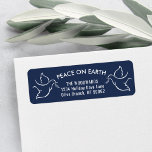 Bird of Peace Navy White Holiday Return Address<br><div class="desc">Wish family and friends the simple gift of peace for the holidays with these navy blue and white return address labels. All text on this template, including "Peace on Earth" is easy to customize to include any wording, such as Merry Christmas, Happy Holidays, Happy Hanukkah, Seasons Greetings, Cheers to the...</div>