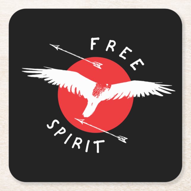 Bird Of Prey Free Spirit Square Paper Coaster (Front)