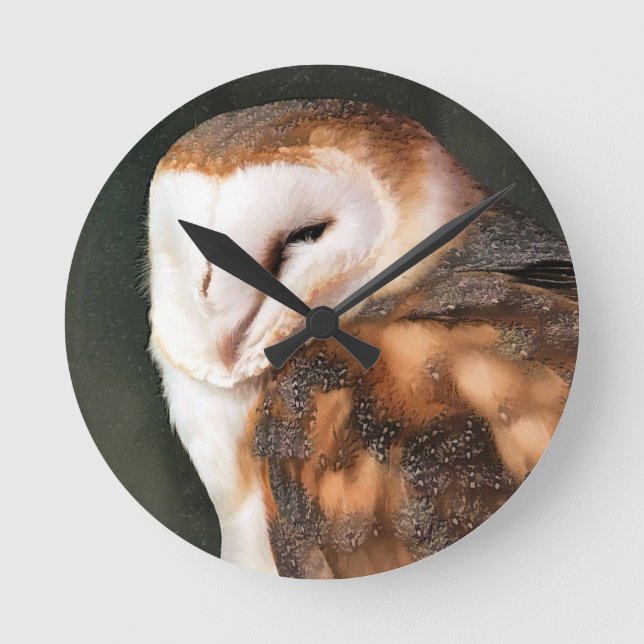 BIRD OF PREY OWL ROUND CLOCK (Front)
