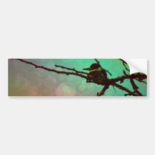 Bird On A Branch -Aqua N Pink Bumper Sticker