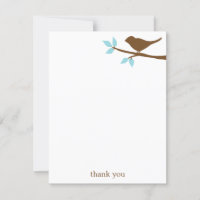 Bird on a Branch Flat Thank You Note Cards