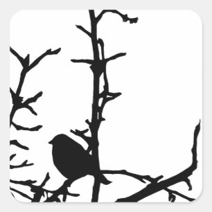 Bird on a Branch Square Sticker