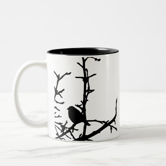 Bird on a Branch Two-Tone Coffee Mug (Left)
