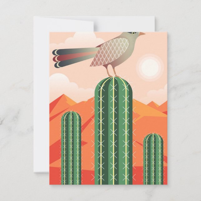 Bird On A Cactus Thank You Card (Front)