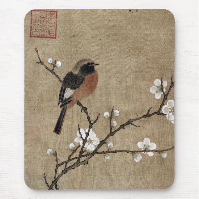 Bird on a Flowering Branch Mouse Mat (Front)
